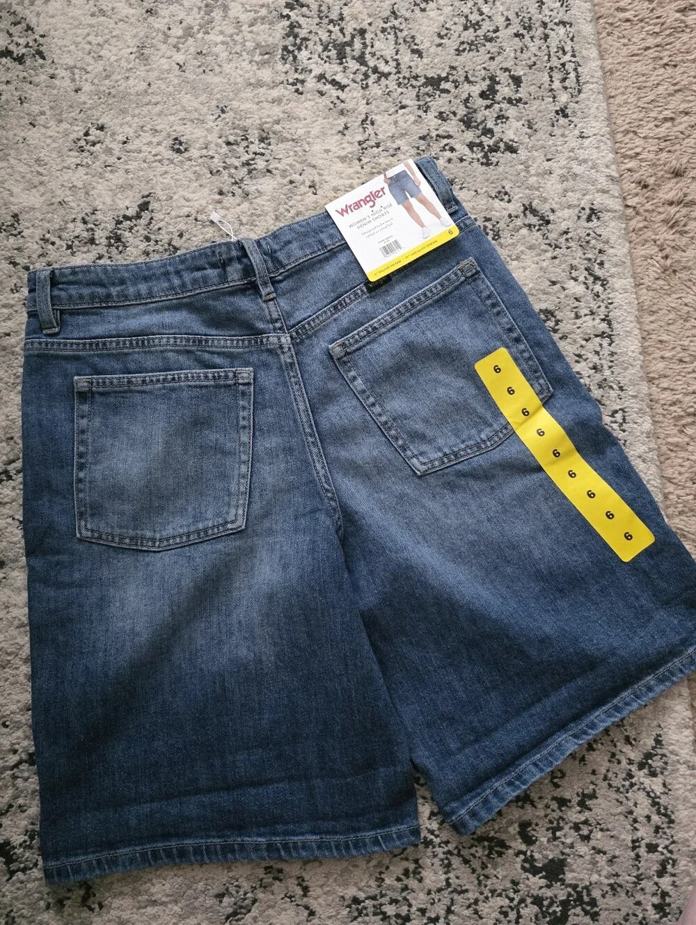 Wrangler Highrise Long Denim Shorts Womens 6 NWT Blue Boho Preppy 90s Western
